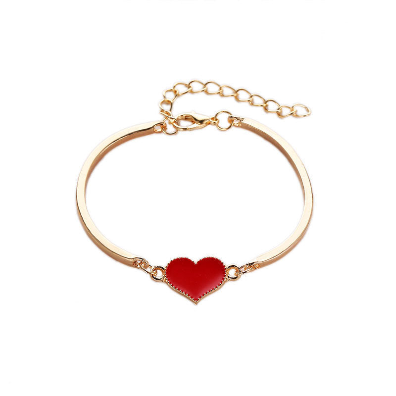 Peach Heart Charm Bracelet Electroplated Alloy Fashion Jewelry Gift For Her Women Elegant Design Great Gift Idea