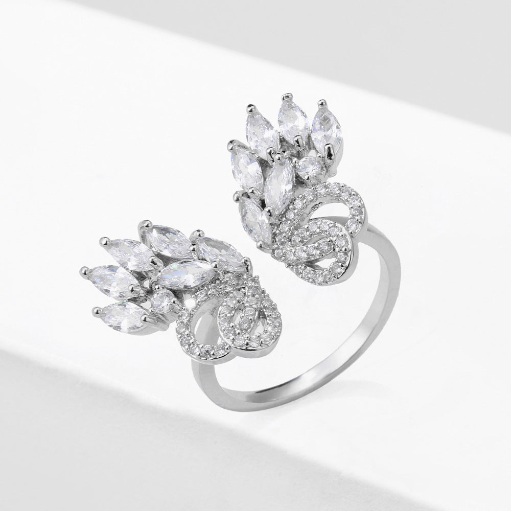 Womens Zircon Copper Geometric Ring Inlaid Fashion Jewelry Elegant Durable Statement Ring Versatile DesignsXXX