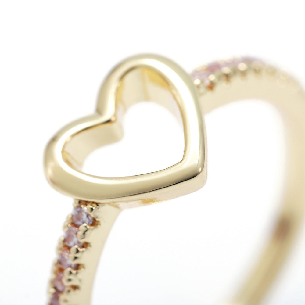 Heart Shaped Ring For Women Copper Gold Plated Finish
