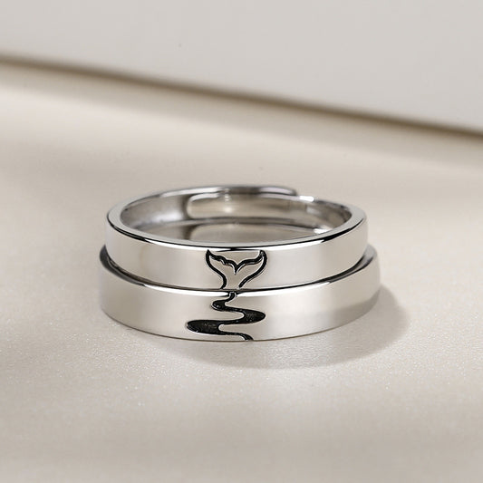 Sterling Silver Couple Rings Adjustable Fishtail Jewelry