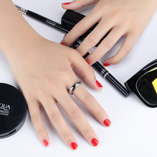 Titanium Steel Ring With Color Diamond Inlay Zircon Accent No 10 Fashion Jewelry Elegant European Style For Daily Wear