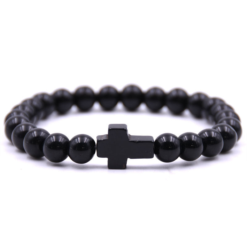 Unisex Natural Stone Beaded Bracelet Alloy Accent 8mm Beads For Men And Women Color Variants Perfect Accessory