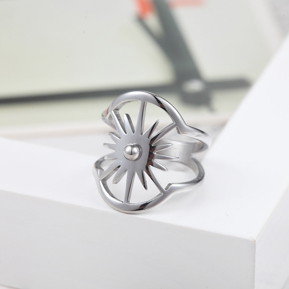 Stainless Steel Ring Titanium Style European American Electroplated Not Inlaid Durable Unisex Jewelry Accessory