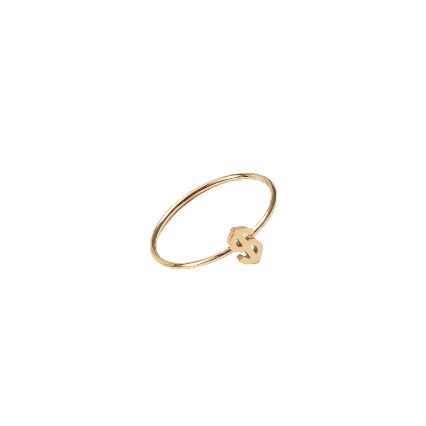 Womens Dollar Symbol Rings Titanium Steel Gold Plated Diamond Cut Fashions Jewellery Durable Elegant Accessory