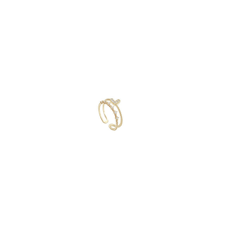 Womens Adjustable Heart Shaped Ring Gold Plated Jewelry