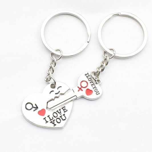 Heart Shaped Keychain Metal Key Ring Silver Zinc Alloy Key Chain Romantic Keepsake For Couples Pendant For You
