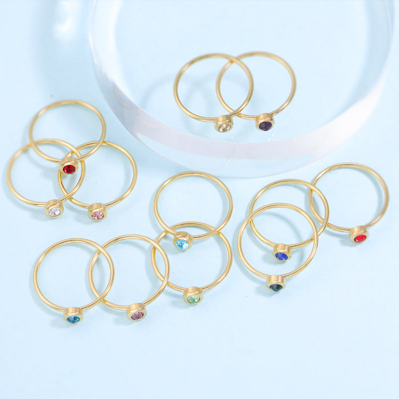 Womens Stainless Steel Rings With Geometric Design Simple European Personality Rings Drill Decoration Steel Or