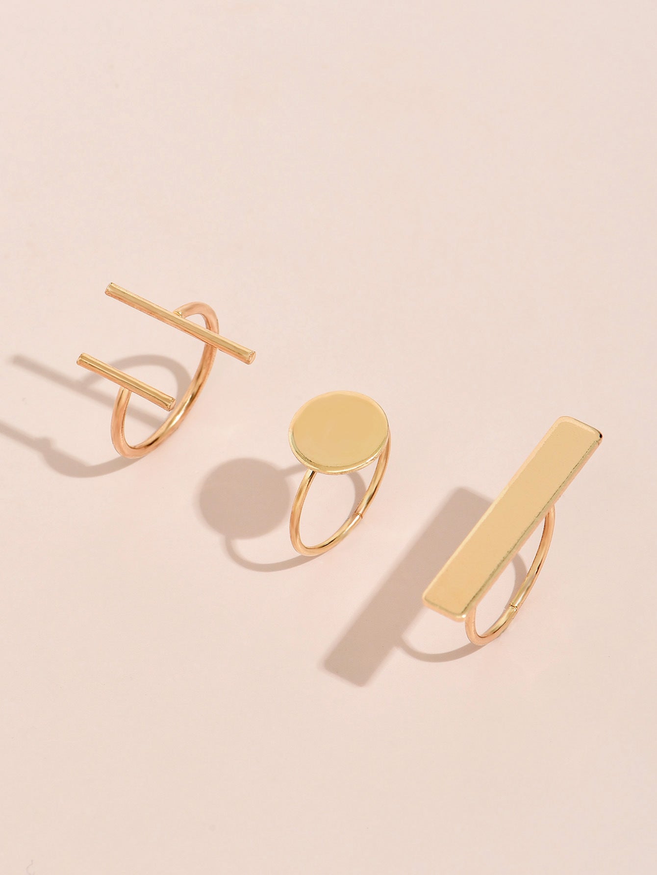 Women Alloy Ring Set Three Piece Golden Band Rings European Style Fashion Jewelry For Women Girls Party Favors