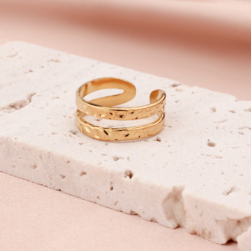 Titanium Steel Adjustable Openwork Ring Vintage Palace Style Geometric Ring For Women Fashion Jewelry Style Edition