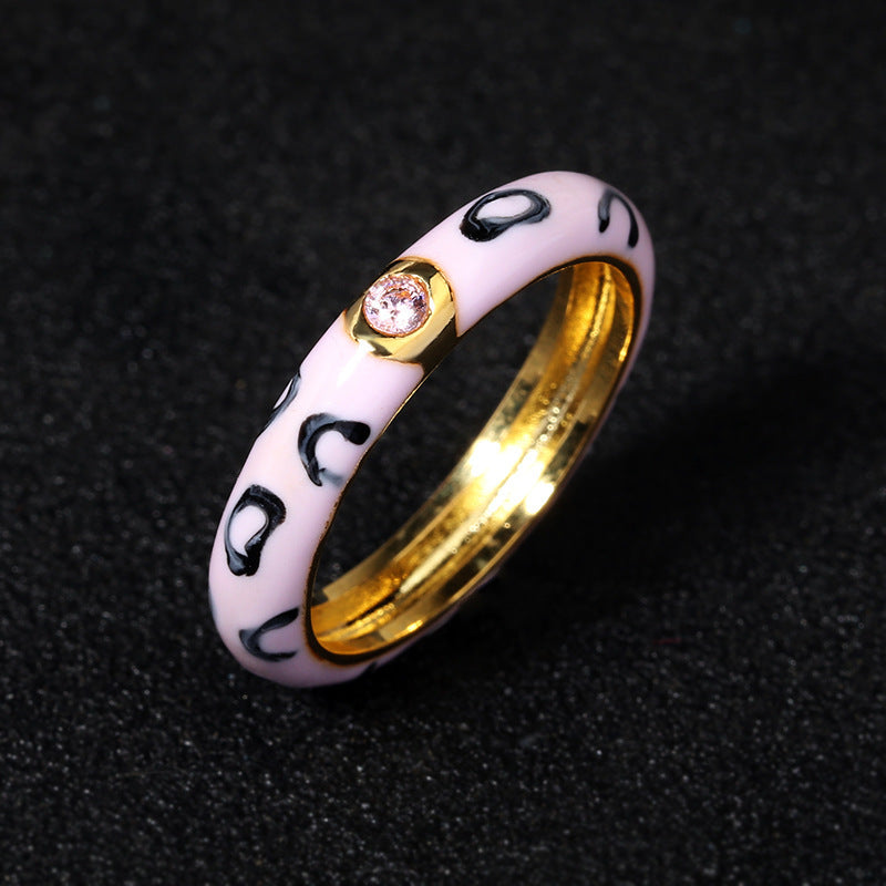 Gold Plated Oil Drip Ring With White Copper Inlay And Gemstone Accents Sizes 6 7 8 9 10 For Women And Men Everyday Wear