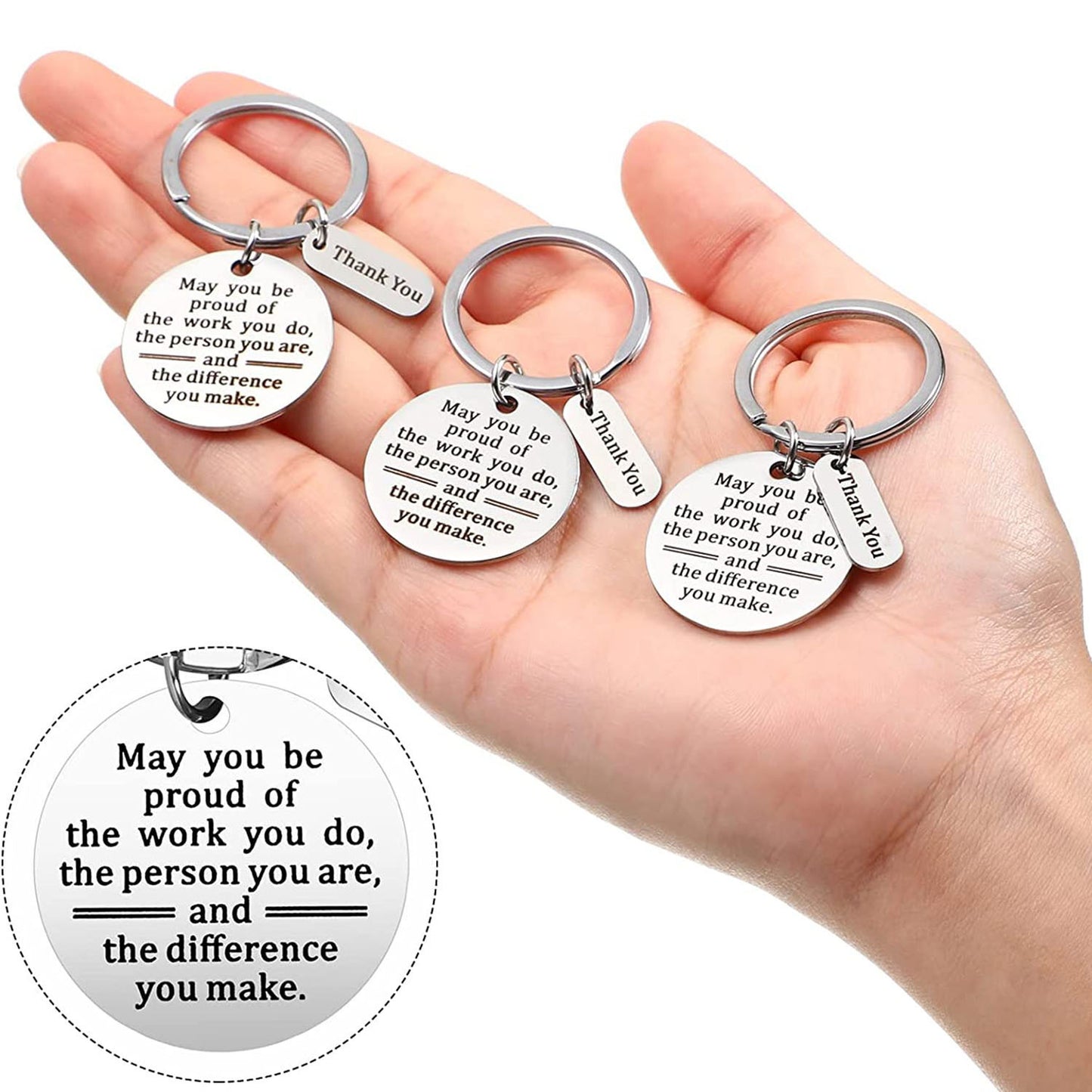Stainless Steel Keychain Thoughtful Friendship Gift for Colleagues Expressing Gratitude Appreciation and Black