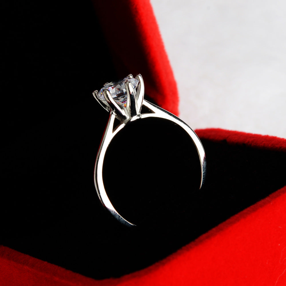 Men's Stainless Steel Ring with Six Prong Setting Tall Band Matte Finish Fashion Ring for Him Artificial Gems Semi-Precious Stones Ring Gift