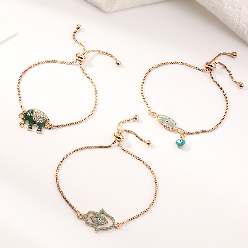 Womens Elephant Bracelet Dripping Eyes Design Alloy European Bracelet Fashion Jewelry Bracelet For Women Girls