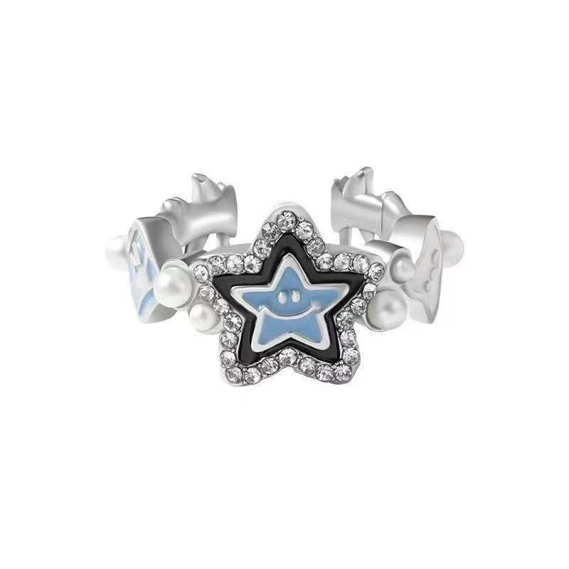 Lucky Star Ring Adjustable Alloy Finger Band For Teens