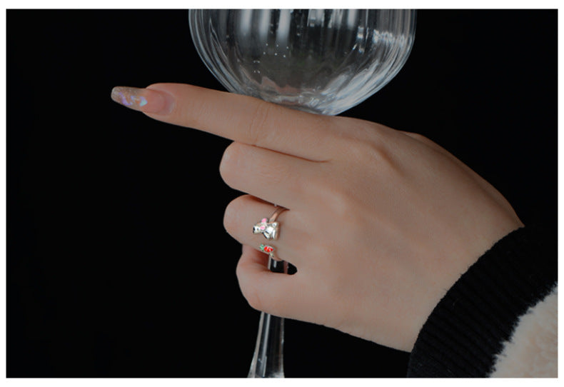 Sterling Silver Adjustable Bunny Ring With Zodiac Animal Design Platinum Finish For Women Elegant Jewelry Gift