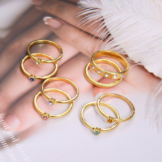 Alloy Geometric Ring With Artificial Gemstones Fashion Jewelry Electroplated Finish European Design Ring Sku2017