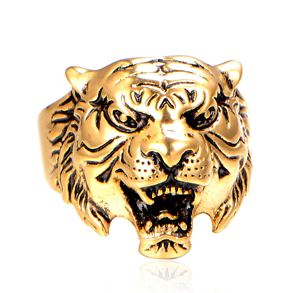 Metal Tiger Head Ring Electroplated For Men And Women Unisex Fashion Accessory With Bold Animal Motif Statement
