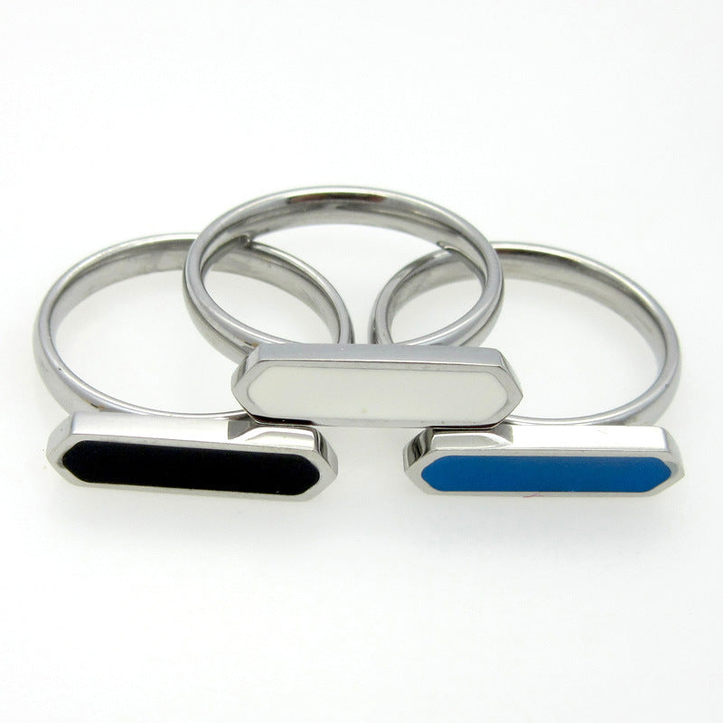 Titanium Steel Dripping Oil Ornamental Ring For Women Fashion Stainless Steel Jewelry 316L Vacuum Plated Shine