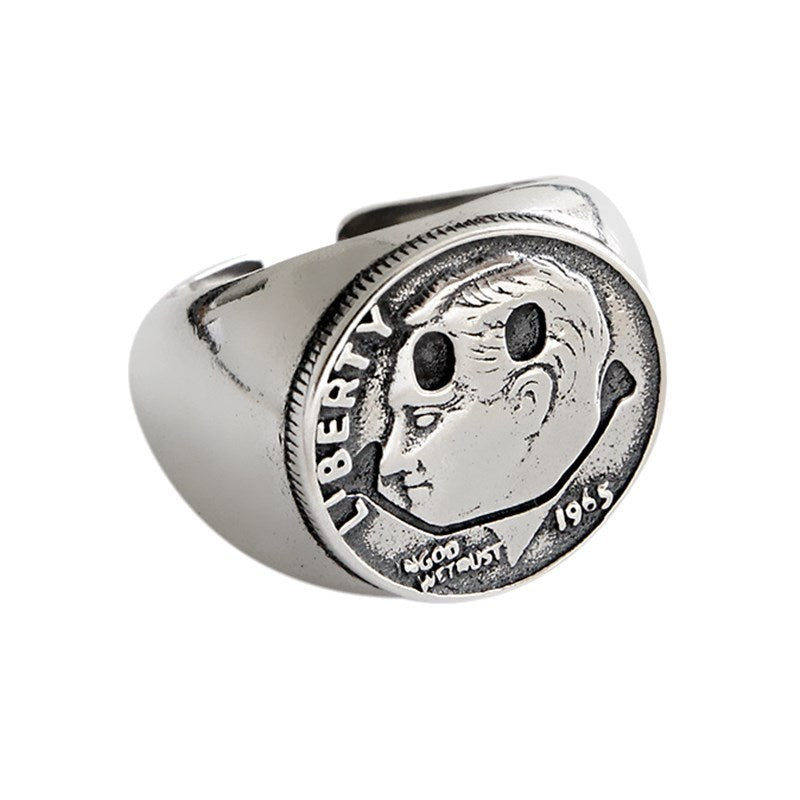 Women's Exaggerated Letter Ring Vintage Copper Electroplated Adjustable Opening Fashion Statement Jewelry Gift