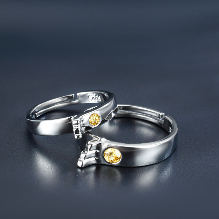 His and Hers Matching Rings Set Gold Plated Couple Rings White Copper Anniversary Promise Rings Artificial Lux