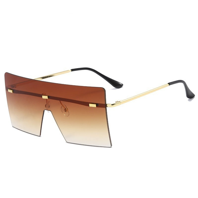 Womens Vintage Oversized Sunglasses Square Rimless UV400