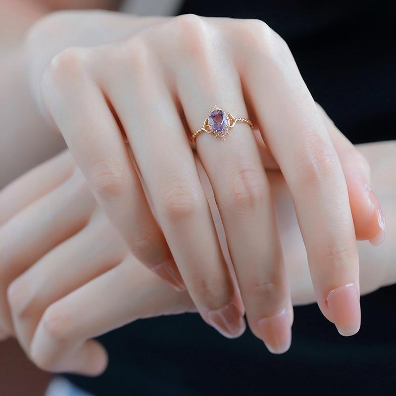 Amethyst Water Drop Copper Ring For Women Elegant Gift