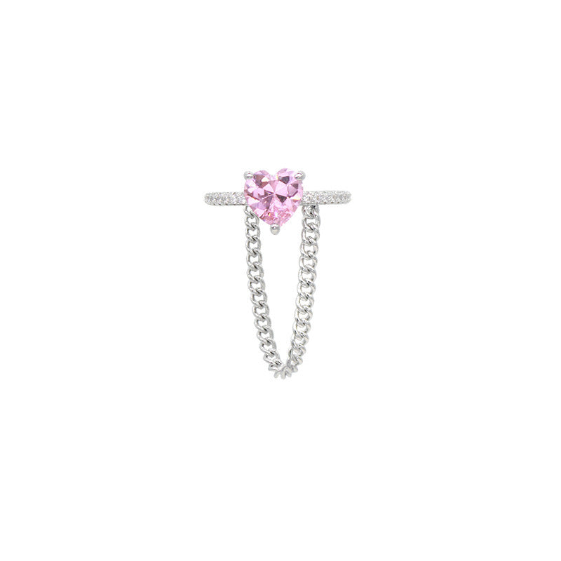 Gold Plated Copper Ring With Zircon Tassel Chain Adjustable Opening Elegant Design For Special Occasion Trendy