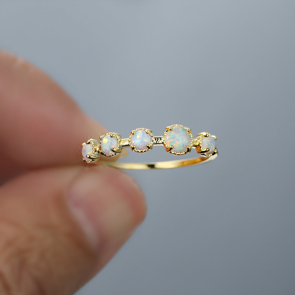 Gold Copper Ring For Women With White Opal Jewelry Size No 6 For Birthdays Holidays Weddings Elegant Accessory