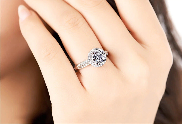 Sterling Silver Diamond Stud Adjustable Engagement Ring