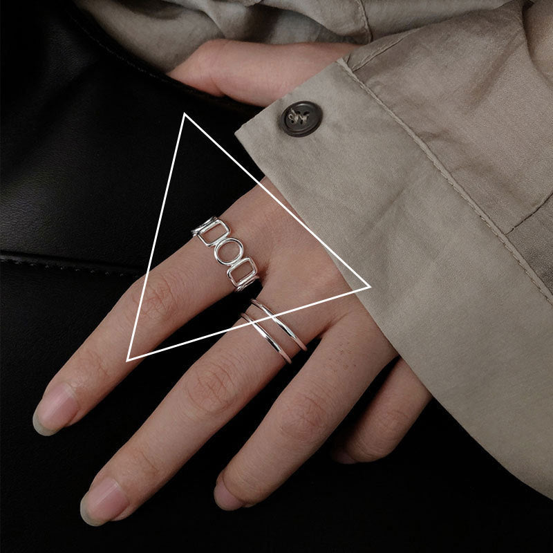 Geometric Square Ring Adjustable Opening Silver Plated Cupronickel Platinum Plated Jewelry For Women Fashion Trend