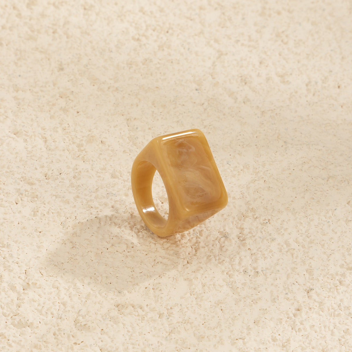 Womens Colorful Resin Geometric Ring Square Ring Pastoral Style Statement Fashion Jewelry Trendy Colorful Ring