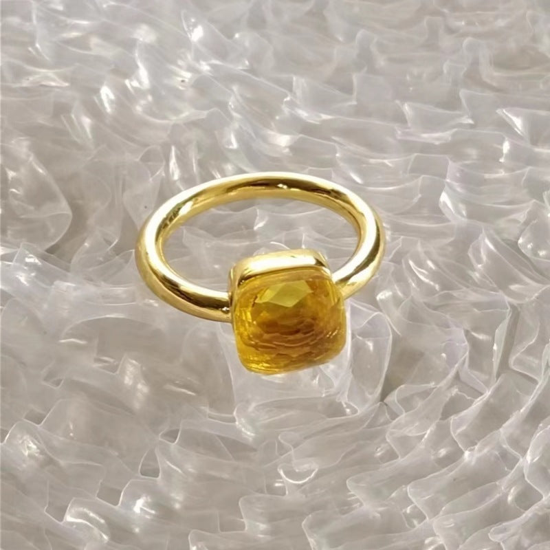 Geometric Cube Rings For Women And Men Irregular Sugar Cube Design Copper Zircon Inlaid Unisex Fashion Jewelry