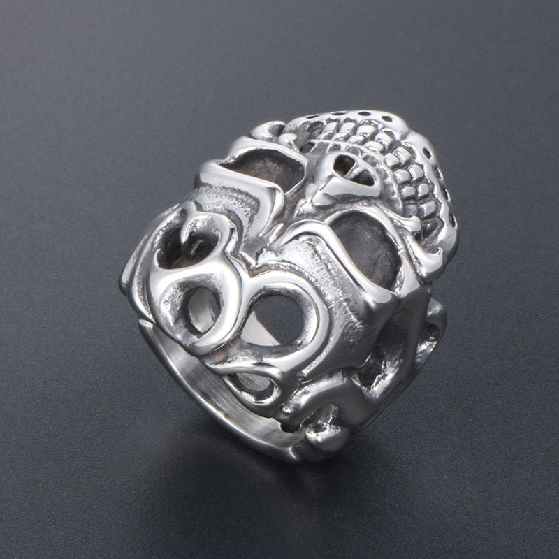 Retro Skull Vampire Ring Titanium Steel Unisex Jewelry Geometric Retro Style Size 7 8 9 10 11 12 Vintage Flair Design