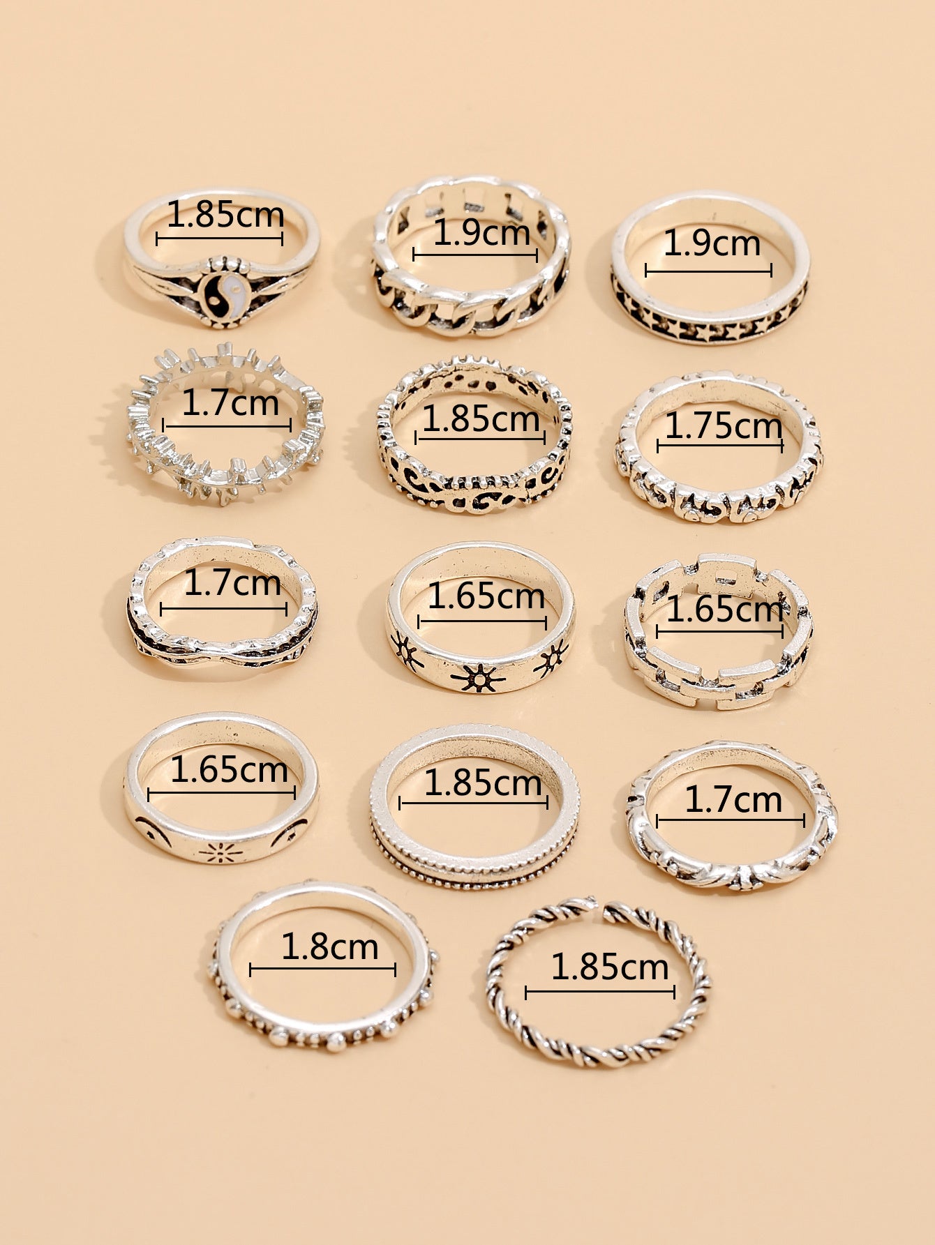 Women Fashion Ring Set Irregular Design Electroplated Zinc Alloy Rings For Everyday Wear Wild Style Everyday Chic