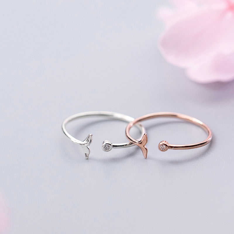 Round Diamond Fishtail Index Finger Ring Silver 925 Adjustable Size Women Jewelry Fashion Jewelry For All Days