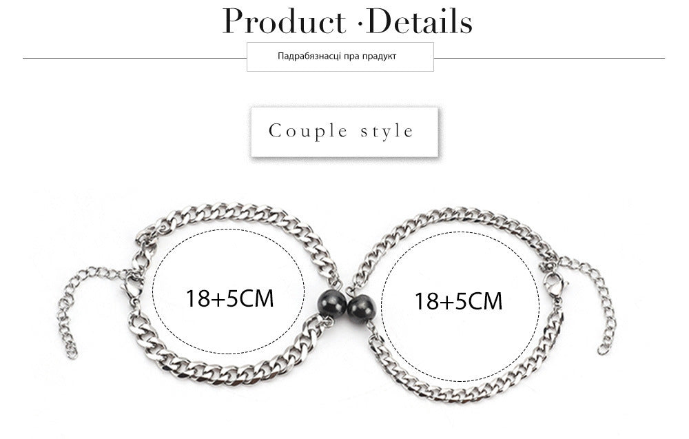 Magnetic Geometric Couple Bracelets Matching for Couples