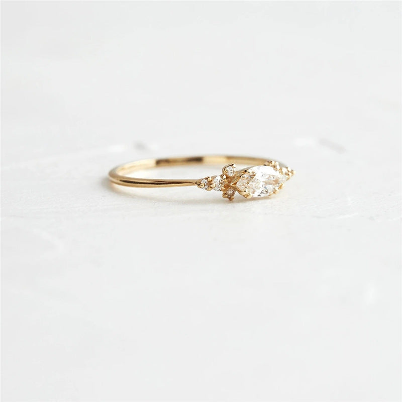 Purple Zircon Geometric Copper Rings Inspired By Japanese Design Electroplated For Women Birthday Gifts Jewelry