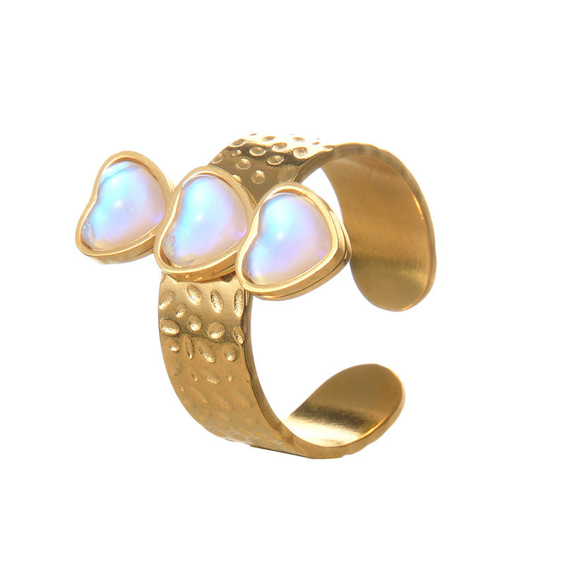 Women Stainless Steel Heart Open Ring Geometric Design Fashion Jewelry Gifts For Her Romantic Elegant Gorgeous