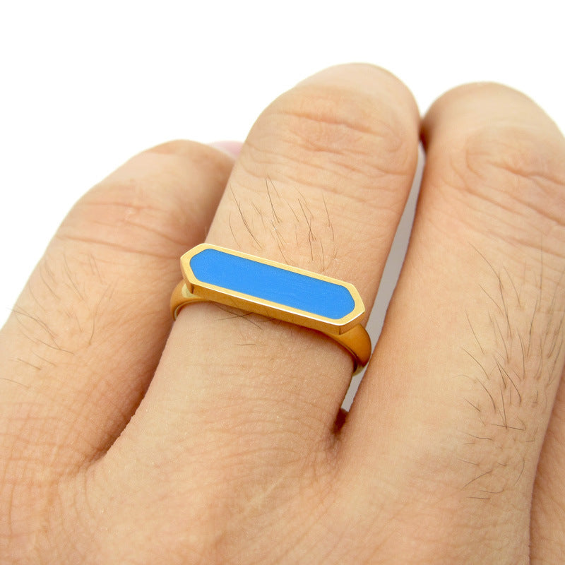 Titanium Steel Dripping Oil Ornamental Ring For Women Fashion Stainless Steel Jewelry 316L Vacuum Plated Shine