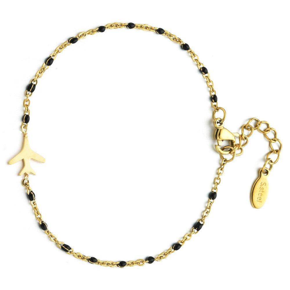 Womens Bohemian Stainless Steel Aircraft Charm Bracelet Geometric Design Fashion Jewelry Gifts Sky Urban Style