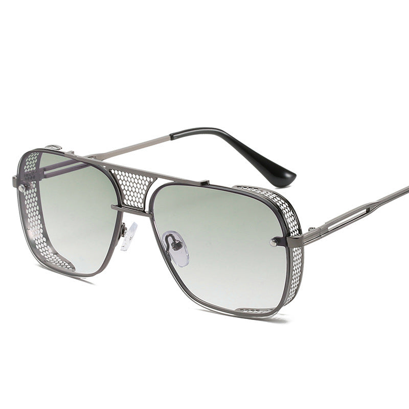Mens Steampunk Sunglasses Metal Hollow Frame Sun Protection Trendy Eyewear For Fishing Travel Fashion Retro Punk