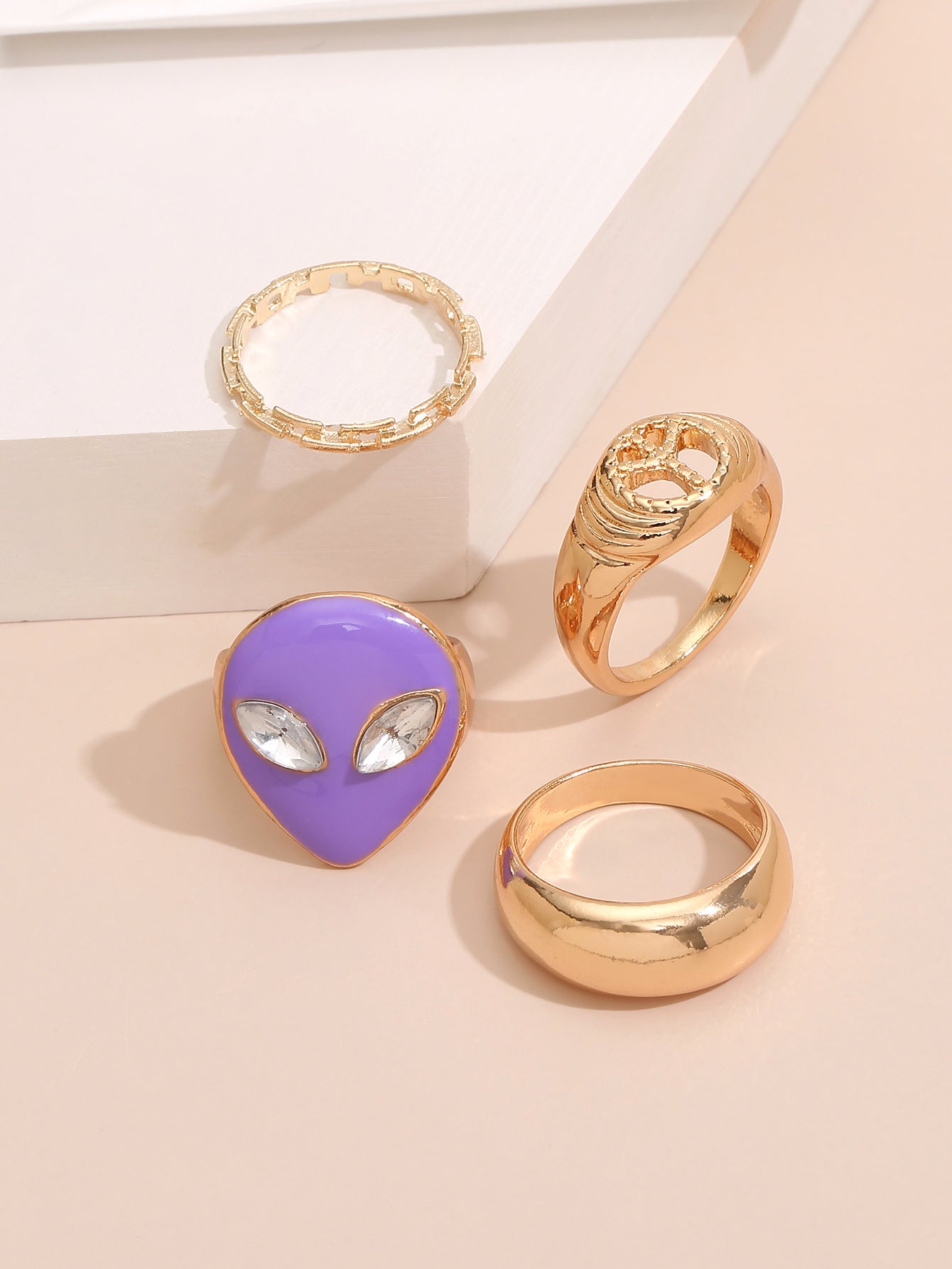 Geometric Irregular Ring Set For Women Zinc Alloy Electroplated Fashion Jewelry Gift European Style ModernLook