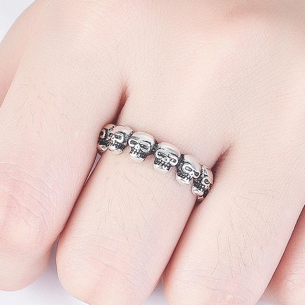 Womens Cross Skull Ring Trendy Adjustable Copper Ring Gothic Punk Fashion Jewelry Statement Piece Durable Fine