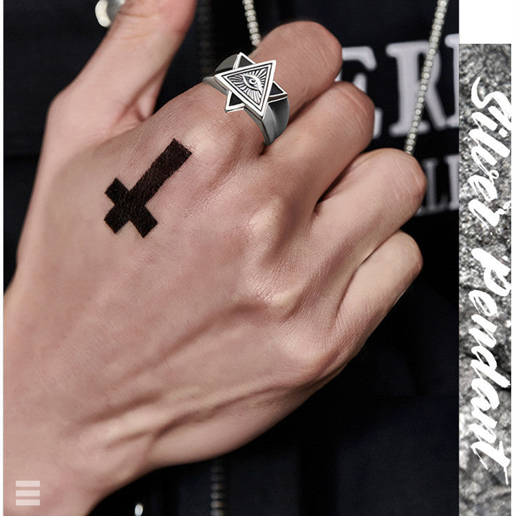 Mens Vintage Copper Ring Via Adjustable Opening Eye Of God Design Fashion Jewelry Statement High Quality Style