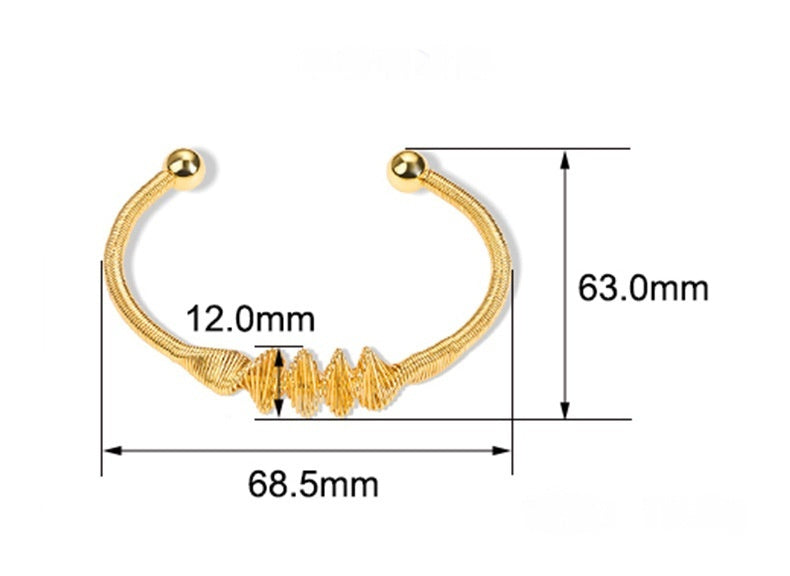 Bohemian Stainless Steel Spiral Wire Bracelet Electroplated Metal Jewelry Gift For Her Everyday Accessory Glow