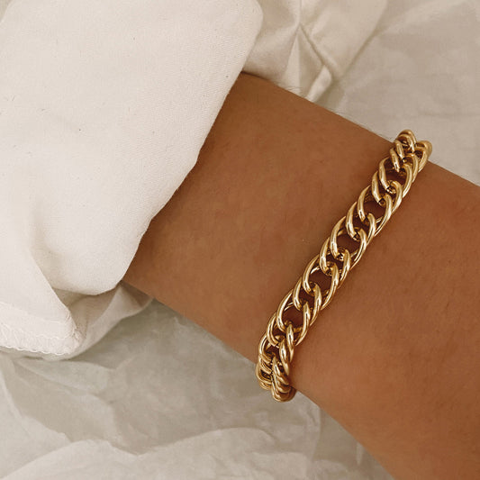 Gold Chain Bracelet Thick Design European Retro Style Alloy Jewelry For Women And Girls Elegant Everyday Wears