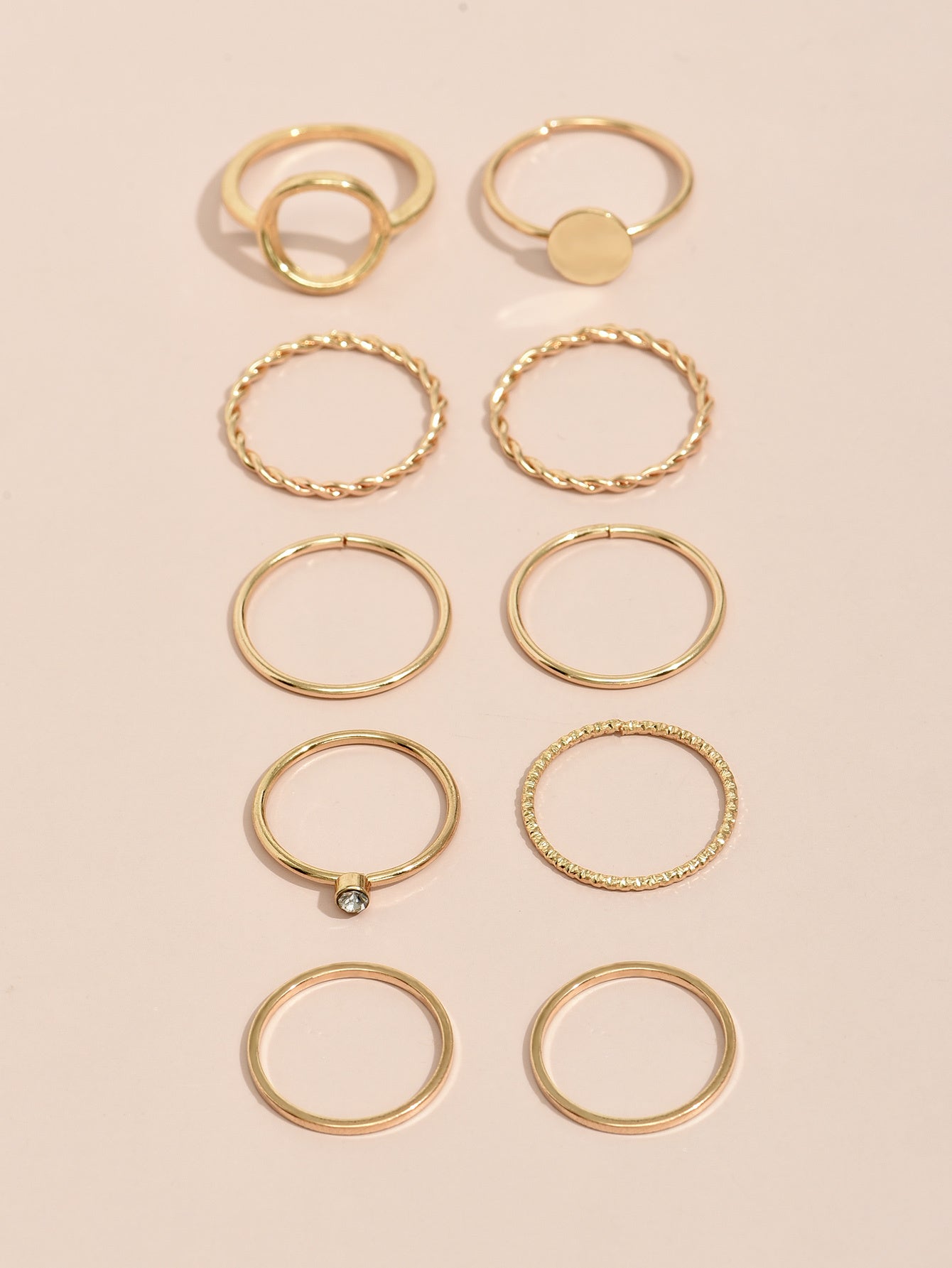 Womens Geometric Metal Ring Set Trendy Fashionable Design Statement Jewelry Accessory And Gift For Her Collection