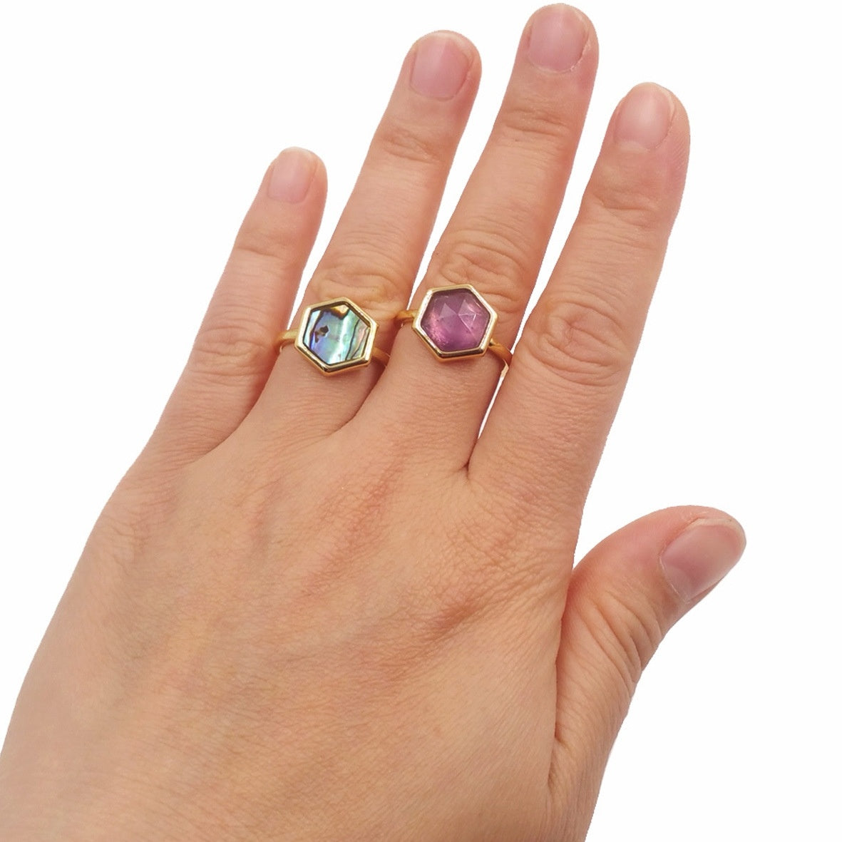 Unisex Fashion Ring Natural Shell Inlay With Micro Diamonds Copper Drop Shaped Ring Gift Idea For Any Occasion