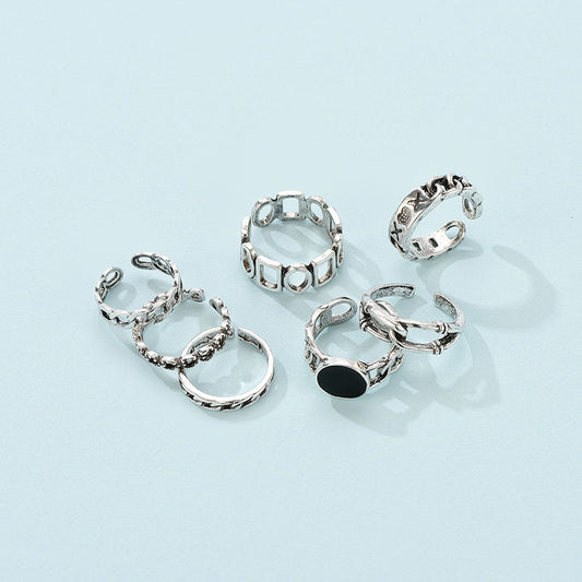 Gold Plated Ring Set For Women Geometric Alloy Jewelry Trendy Elegant Rings Collection Beautiful Look Day Wear