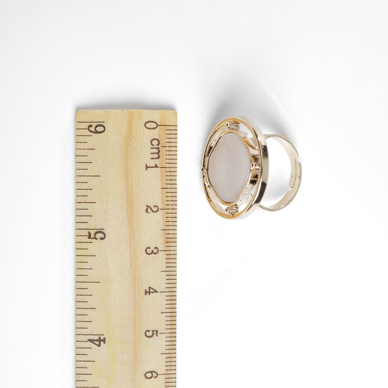 Ladies Geometric Alloy Ring With Round Acetate Plate Electroplated Design Korean Fashion Elegant Statement Ring